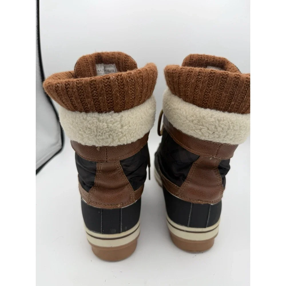 Mishansha Men's Size 9 Winter Snow Boots Faux Fur Brown Black Duck Boots.   1775